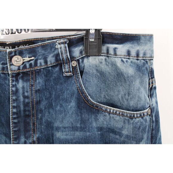 CARBON BLACK PREMIUM JEANS DISTRESSED 36/32 BLUE DENIM DESTROYED - Picture 6 of 11